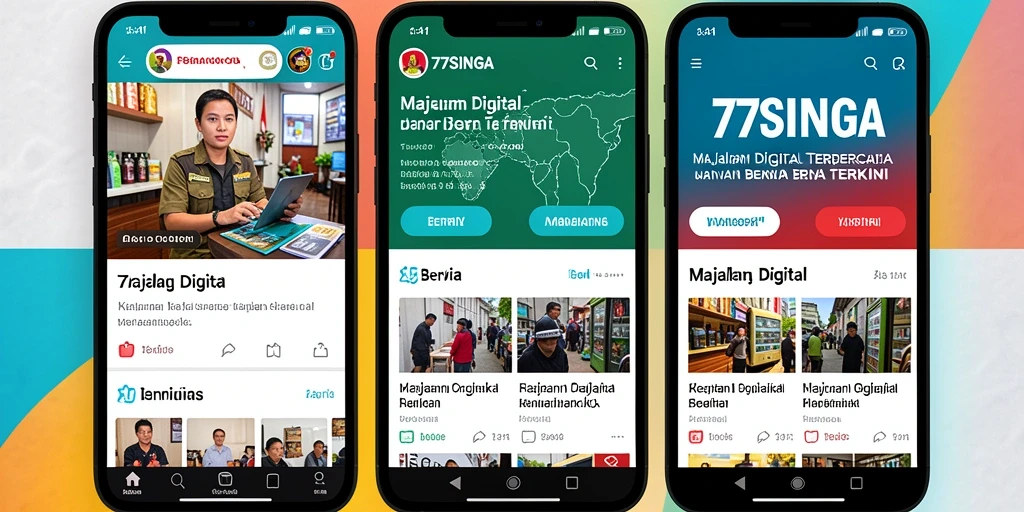 Antarmuka 77SINGA yang menarik dan interaktif untuk berita digital.