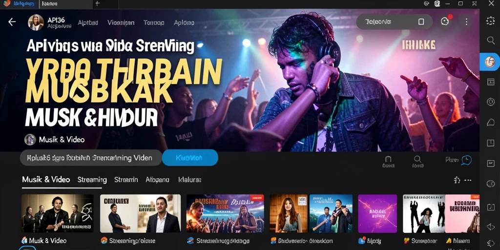 Tampilan antarmuka API36 yang menarik untuk streaming video musik.