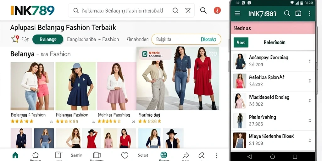 Tampilan antarmuka aplikasi fashion INK789 yang modern dan menarik.