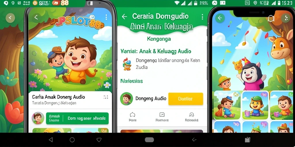 Antarmuka aplikasi JPSLOT88 yang ramah anak dengan berbagai pilihan dongeng.