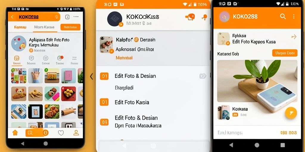 Antarmuka menarik KOKO288 untuk edit foto kertas kaca.