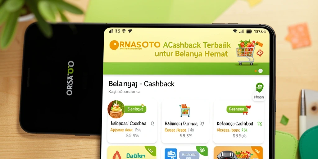 Antarmuka aplikasi ORMASTOTO yang memudahkan transaksi Cashback.