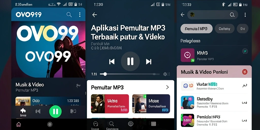 Antarmuka OVO99 yang sederhana dan intuitif untuk Pemutar MP3.