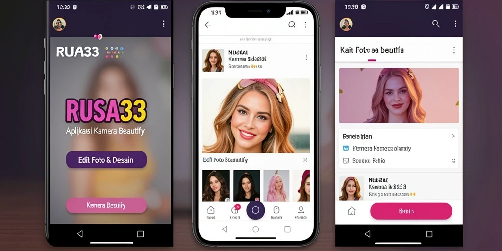 Antarmuka RUSA33 dengan fitur Kamera Beautify yang menarik.